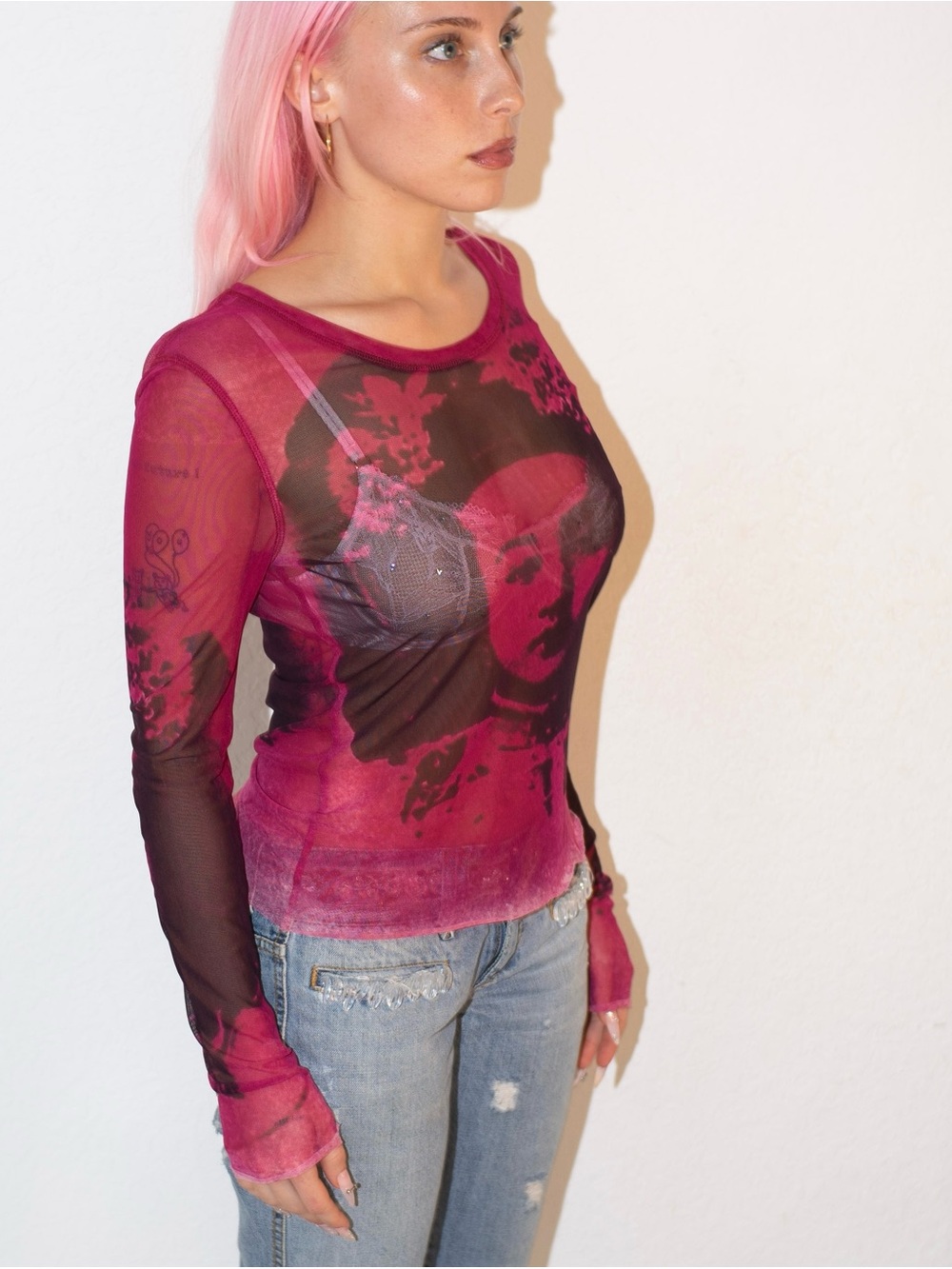 Vintage IKKS Sheer Mesh Long Sleeve